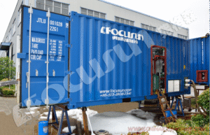 Focusun containerized snow making system featuring a modular plug-and-play design for rapid deployment in remote or high-heat locations.
