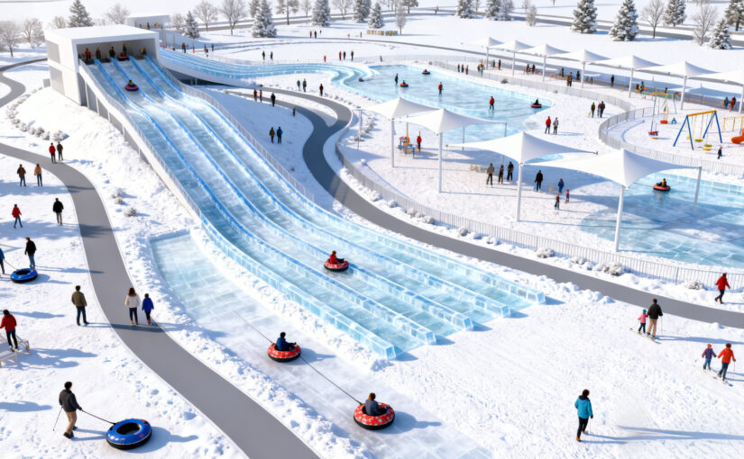snow park with artificial snow for year round winter tourism